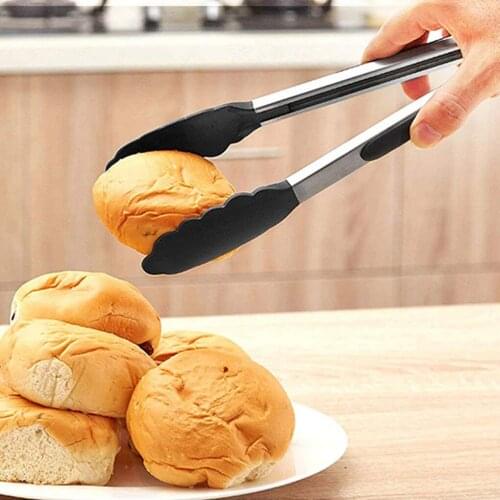 ERMAKOVA Silicone BBQ Grilling Tong Salad Bread Serving Tong Non-Stick Kitchen Barbecue Grilling Cooking Tong with Joint Lock