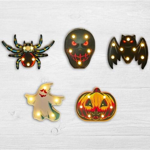 Halloween Modeling Lights Decorative Led Night Light Party Prop Pumpkin Ghost Skull Bat Spider Little Colored Lights