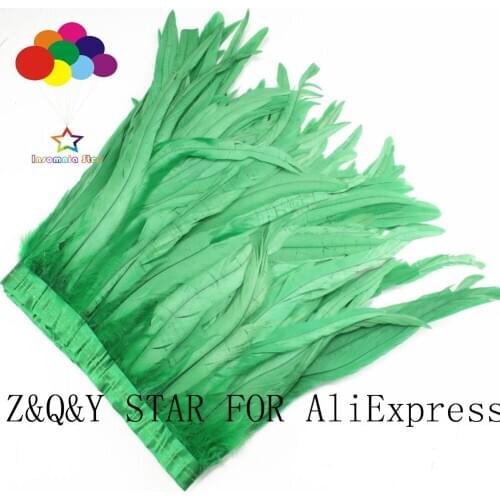 Natural cock tail feather 20-25CM dyed grass green DIY jewelry craft show clothing accessories feather