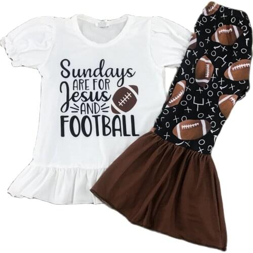 New Fashion Cartoon Baseball Print Pants Kids Set Short Sleeve Outfit for Girls