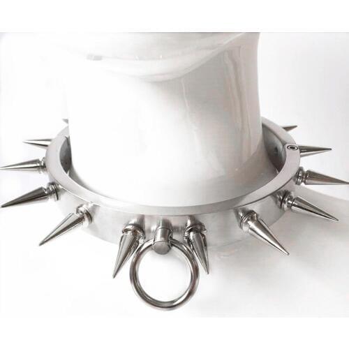Adult Game Stainless Steel Sex Slave Collar for Men and Women Size Metal Heavy Barbed Sex Necklace Fetish Bondage Dog Collar
