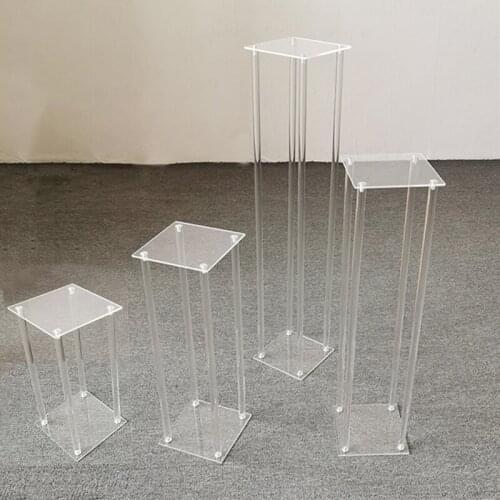 5pcs Wedding Porps Acrylic Flower Stand Crystal Vase Transparent Load Lead Table Center Frame Candle Hodler Home Decoration