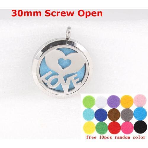 Hand Love Screw Aromatherapy Essential Oil Diffuser Locket Stainless Steel Perfume Locket with Free Chain and Pads