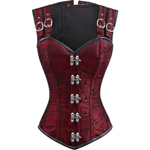 Corset Steampunk Corsets and Bustiers Slimming Gothic Corsage Corselet Corsets Sexy Black Strap Corset 12 Steel Bone Bustier