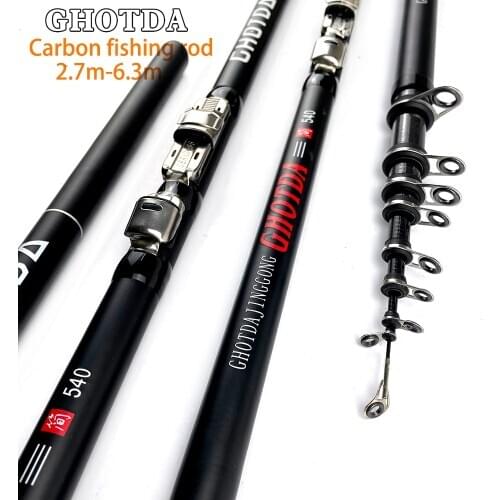 GHOTDA Telescopic Fishing Rod Rock Pole Carbon Fiber Lightweight Toughness Spinning Rods