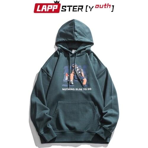 LAPPSTER-Youth Men Hooded Streetwear Cartoon Hoodies 2021 Mens Letter Graphic Harajuku Hoodies Male Vintage Japanese Y2k Hoodies