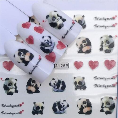 Ultra thin water transfer nail stickers for 3D manicure accessories panda rabbit dog animals slider nail decal FW056