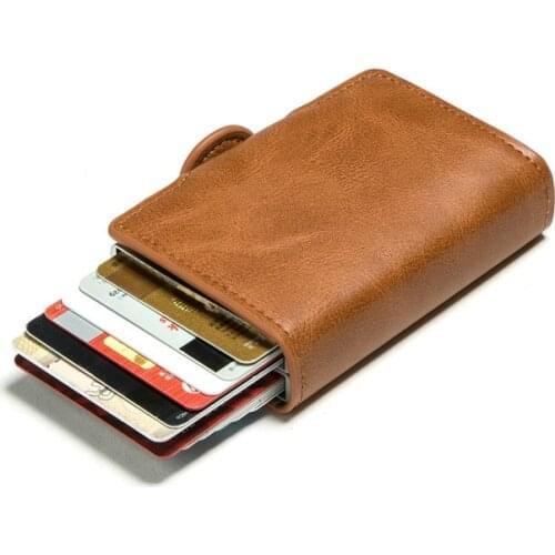 ZOVYVOL 2021 Smart Wallet RFID Blocking Anti-theft PU Leather Travel Money Bag Double Boxes Card Holder High Quality Metal Box