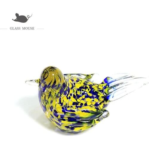 Hand Blown Miniature Glass Bird Art Figurine Ornament Cute Vivid Colorful Animal Sculpture Home Table Top Decoration Accessories