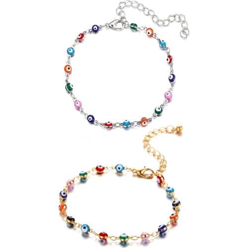 Y2K New Anklet Retro Bohemian Color Eye Bracelet Girls Barefoot On Leg Female Fashion Chain Jewelry For A Couple Bracelets