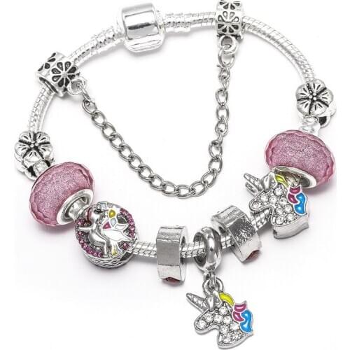 YADA Gifts INS Trendy Cartoon Unicorn Bracelets&Bangles For Women Charm Bracelets Unicorn Friendship Crystal Bracelet BT200316