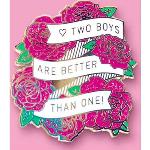 Yaoi BL Two Boys Are Better Glitter Enamel Brooch Pin Hat Bag Collar Lapel Pins Badges Women Mens Fashion Jewelry Accessories
