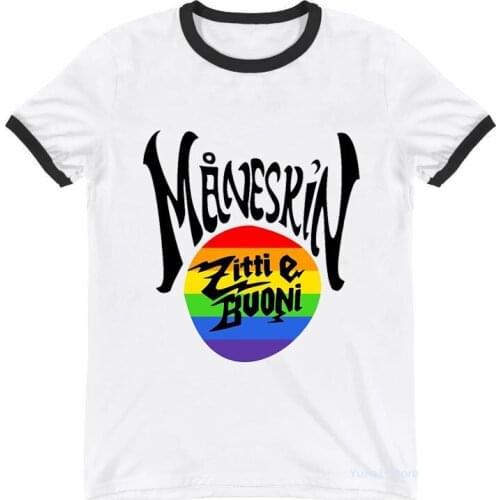 Rainbow MANESKIN Zitti E Buoni Graphic Print Tshirt Women Clothes 2021 Pride MåNeskin LGBT T-Shirt Femme Summer Tops Tee Shirt