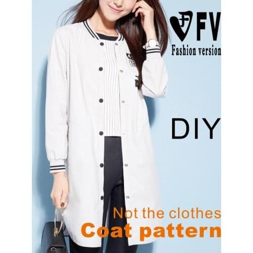 Pattern making womens casual mid-length baseball sports jacket pattern 1:1 clothing cutting drawing BWT-44