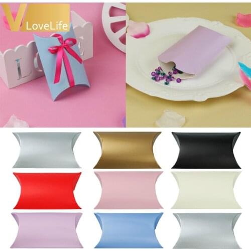 100pcs Pillow Box Wedding Party Favor Paper Gift Box Candy Boxes Supply Accessories Favour Kraft Paper Gift Boxes 9 X 13 X 3.5cm