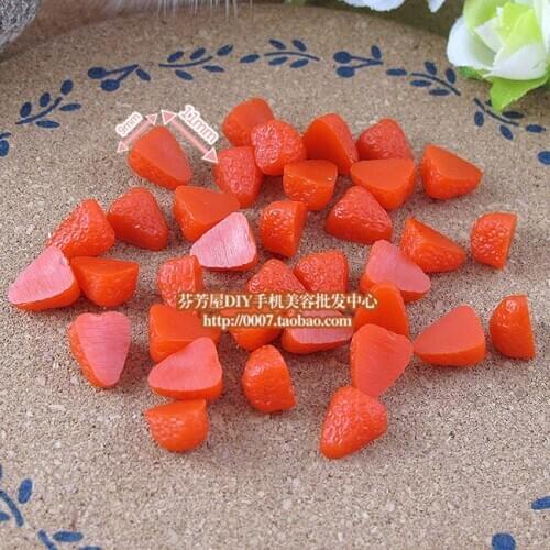 1000pcs/lot Flat back resin PVC fruit mini Half strawberries 11*9mm mixed cabochons home decorations
