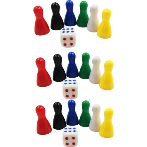 18Pcs Plastic Chess Piece Game Dice for Kid Developing Strategy Socialibility