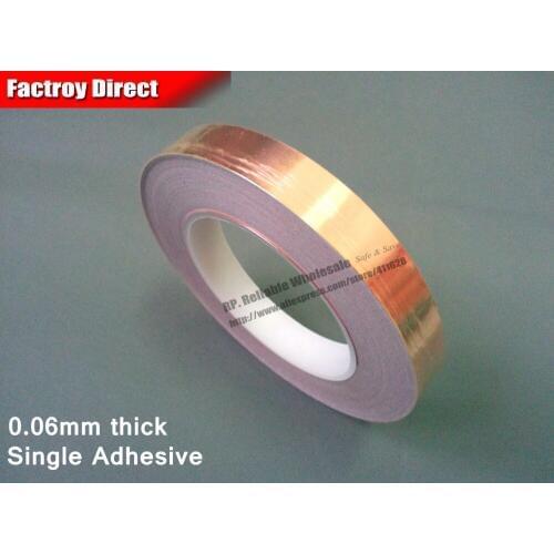 24mm*30M*0.06mm) Adhesive Copper Foil Tape Tapes Sticky for Magnetic Tape Wave Radiation Interference Sheilding Masking
