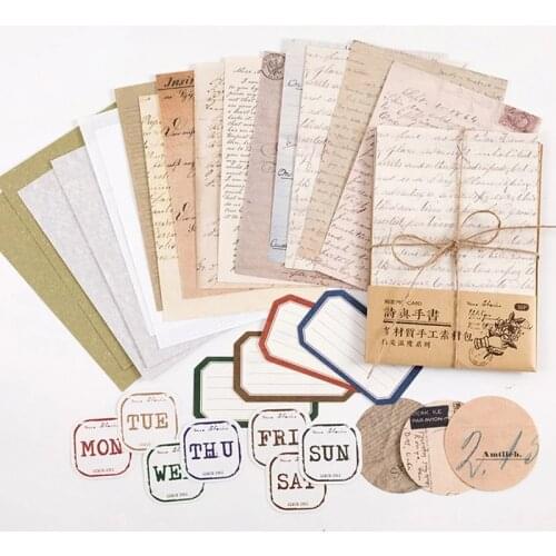 30 pcs Paper Handmade Material Package Retro Collage Background Base Material Paper Fingertip Temperature Mixed Material Special
