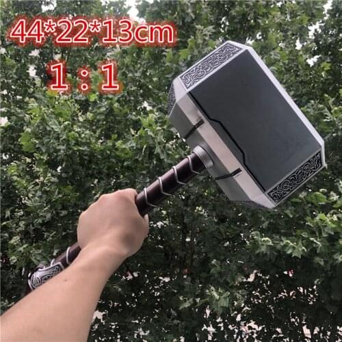 44cm 's Hammer Cosplay 1:1 Thunder Hammer Figure Weapons Model Kids Gift Movie Role Playing Safety PU Material Toy