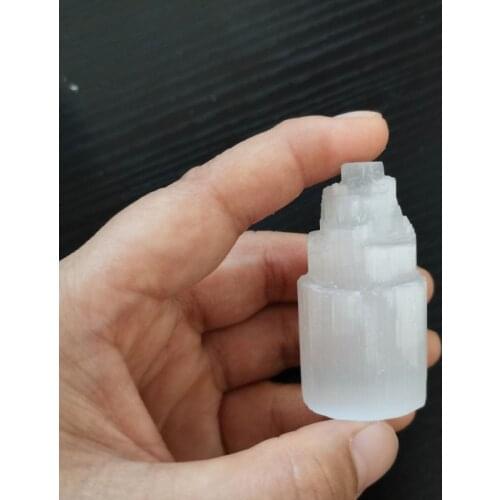 5CM Mini Selenite Satin Spar Tower Healing Crystal Meditation Home Decora