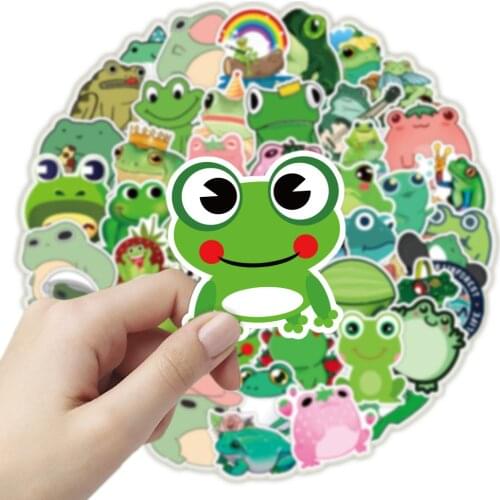 50 PCS Cute Green Frog Animal Graffiti For Book Suitcase Guitar Skateboard Waterproof Cute Decals Stickers Toys