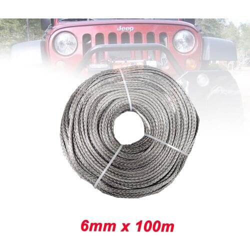6MM x 100M UHMWPE Winch Rope Towing Rope For ATV UTV SUV 4X4 4WD OFF-ROAD