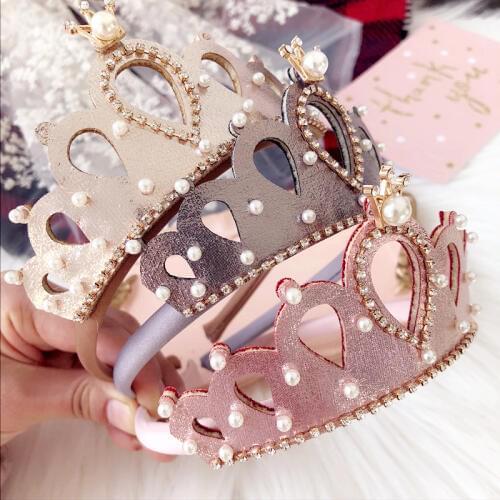 9pcs/set Pearl Crown Princess Hairbands Diamond Headband Girls Hair Hoop Performance Party Dance Headdress Hair Accessories