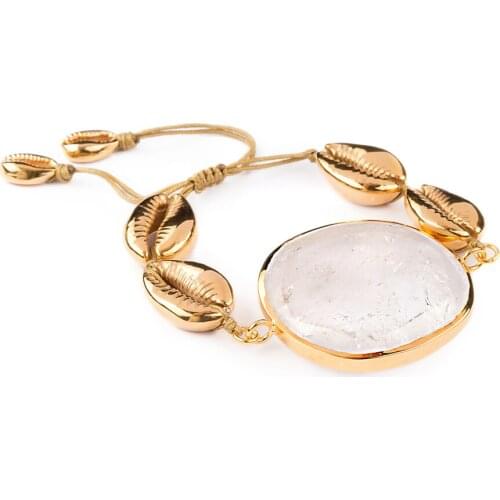 Natural gemstone bracelets gold shell cowrie bracelet boho bohemian friendship bracelet bileklik bracelets for women erkek bilek