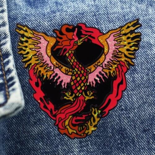Flame Phoenix Flash Brooch Powerful Spirit Totem Badge Collect Denim Jacket Backpack Pin Decoration Given Friends And Fans Gifts