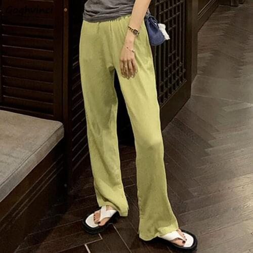 Pants Women Solid Button Cool Students Streetwear Girls Stylish Ulzzang Chic Side-slit Pockets Straight Loose Comfortable Newest