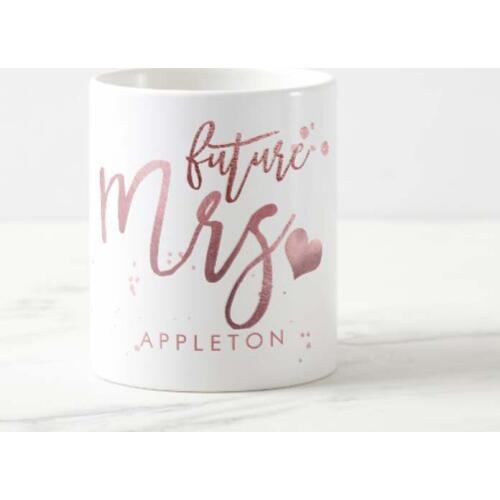 Future Mrs Faux Rose Gold Coffee Mug Tea Cup Sweet Funny Mugs Cups for Girlfriend Boyfriend Novelty Valentine Colleague Family