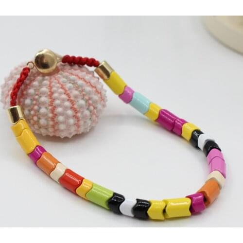 European and American Fashion Ins Popular Elegant Enamel Womens Bracelet Boho Style Color DIY Weaving Ladies Bangle Jewelry