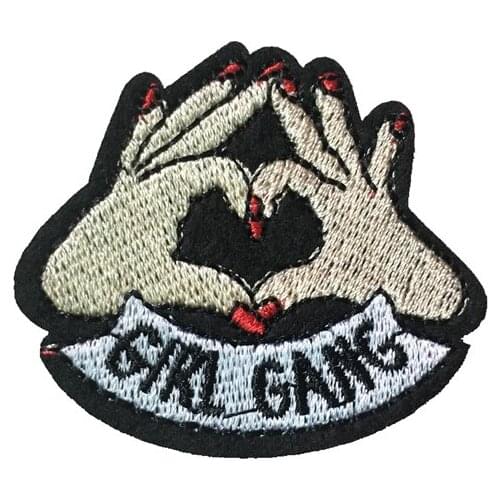 GIRL GANG LOVE Gesture Embroidered Iron on Patches for Hats Shoes Clothes Embroidery Appliques SIY Decoration 20pcs/lot