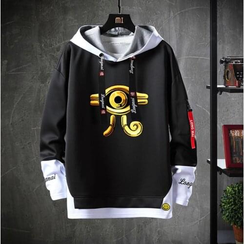 Game anime Yu-Gi-Oh! Hooded Teenagers Costume cartoon coat Unisex Fake Two-Piece Hoodies Sweatshirt Casual jacket