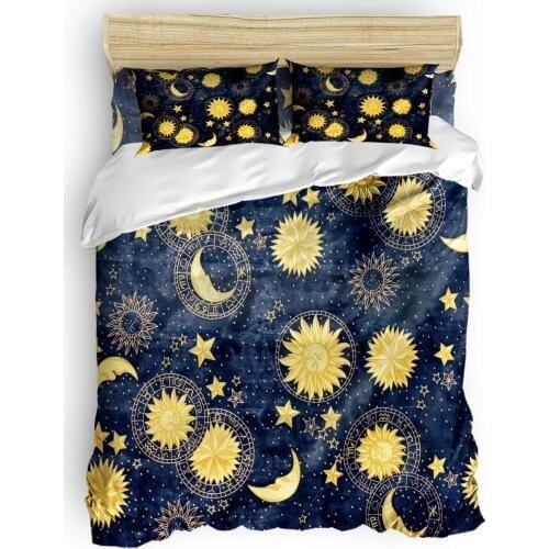 Sun Moon Planet Universe And Sky Navy Bedding Sets Duvet Set Covers Eve Of All Saints Day Quilt Bedding Set Living Room Flat