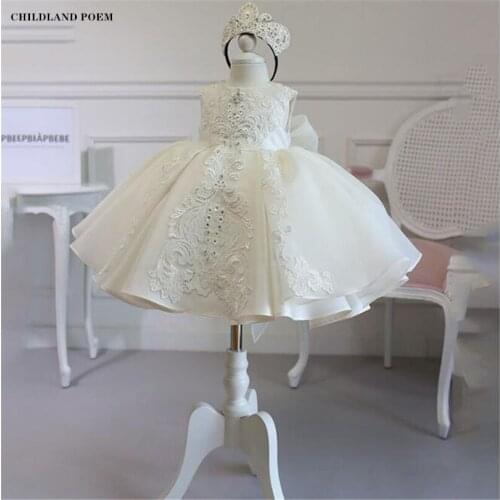 Baby Girl Dresses For Party And Wedding Embroided Lace Princess Dress Tulle Baptism Christening 1st Birthday Teenage Girls Gown