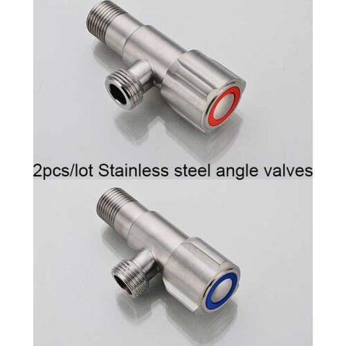 2pcs/lot Bathroon toilet kitchen accessories G1/2" thread stainless steel ceramic cartridge water angle valves