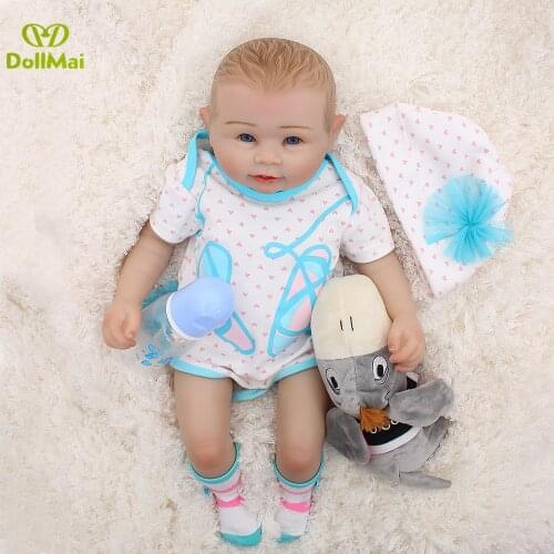 Reborn girl baby dolls 20"48cm full silicone reborn baby dolls toys for children gift baldheaded newborn babies doll can wash