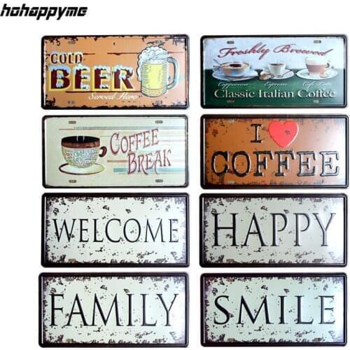 Metal Tin Signs Letters BEER COFFEE Signs Metal Plaque Painting Home Decor Plates Wall Art Craft Bar 30X15 cm