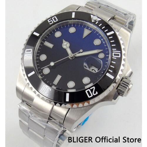 Sapphire Crystal Mechanical Mens Watch 43mm Ceramic Bezel Auto Date Magnifier Miyota Automatic Movement