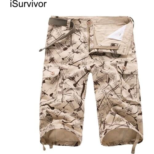 ISurvivor 2021 Men Multi-pockets Cargo Shorts Pants Trousers Sweatpants Male Casual Fashion Slim Fit Large Size Mid Waist Shorts