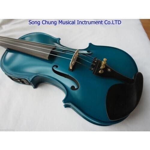 Handmade New Blue Color Electric & Acoustic Violin 4/4 Violino Case Bow Included String Instrument