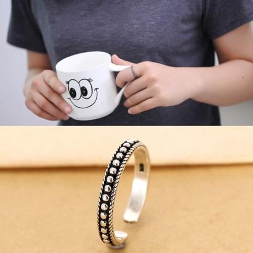 New Arrivals Silver Color Retro Beads Round Rings for Women Adjustable Size Rings Fashion Wedding Jewelry