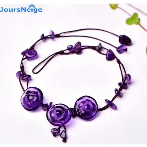 Wholesale Purple Crystal Anklets Caved Flowers Women Girl Hand Weave Fashion Transport Anklet Simple Style Jewelry