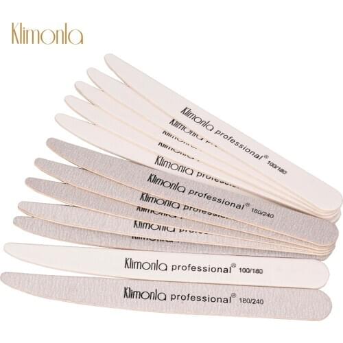 15Pcs Wooden Nail Files 100/180/240 Lima Strong Thick Wood Nail File Smooth lines Designs White Gray Sanding Professional Tools