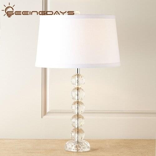 SeeingDays Crystal Table Lamp For Bedroom Bedside Lamp Luxury Simple Modern Warm Decorative Remote Control Table Lamp