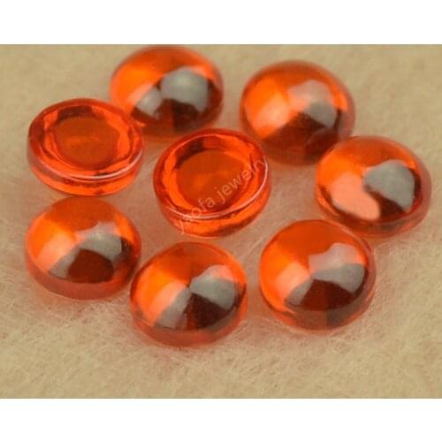 Sale 3~14mm 5A Orange Round Flat Back Cabochon Cut Synthetic Cubic Zirconia Stone Loose CZ Red Color Zircon Gems For Jewelry