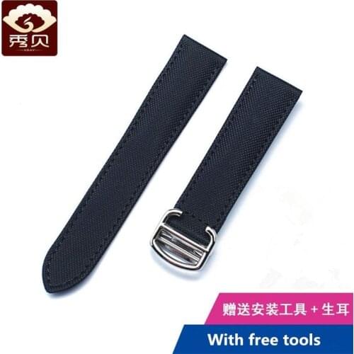 New Nylon Watchband Durable Black Canvas Strap with Deployment Buckle 18mm 20mm For Tank Solo Ronde(CARTIE) Watch Free tools
