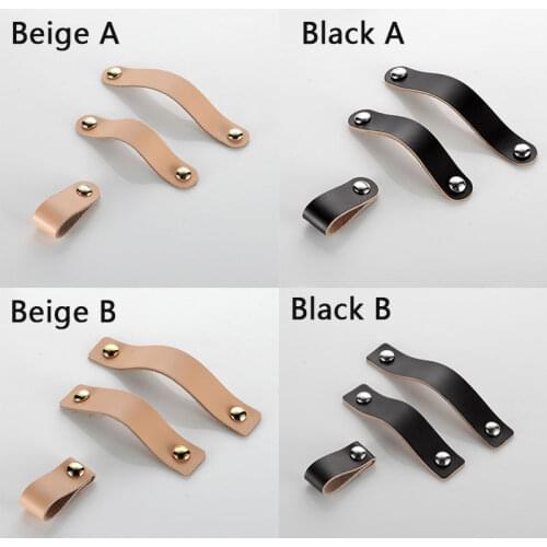 PU Leather Handles For Furniture Door Classic Drawer Pull Knobs Dresser Cupboard Wardrobe